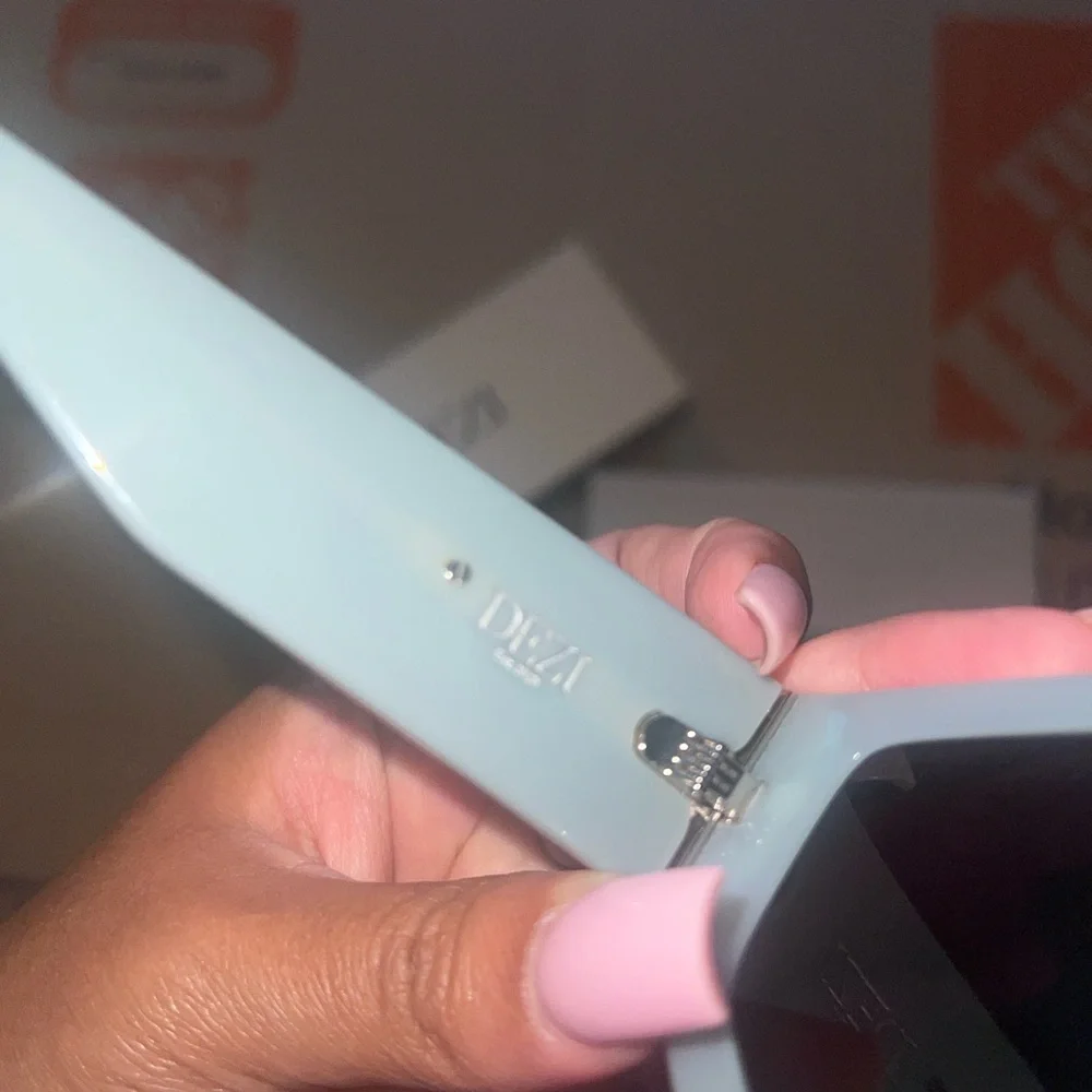 DEZI Light Blue Oversized Rectangular Sunglasses